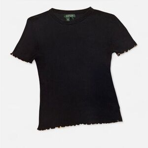 VTG Silk Ralph Lauren Charcoal Ribbed Women's Top